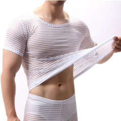 Sexy Men See-through Mesh Tank Top Underwear T-Shirt Long Pants Men Clothes Sets