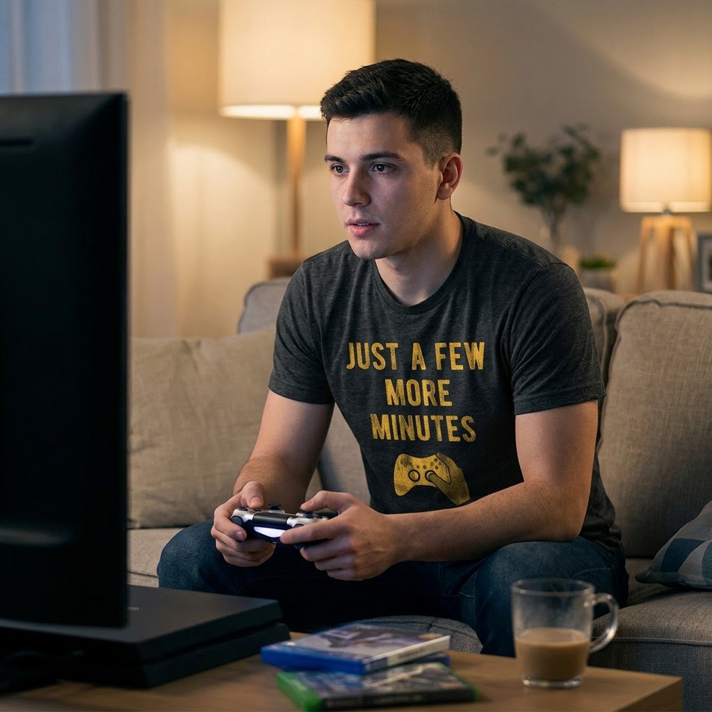 Mens Just A Few More Minutes T Shirt Funny Video Gaming Graphic Tee Gift for gallery