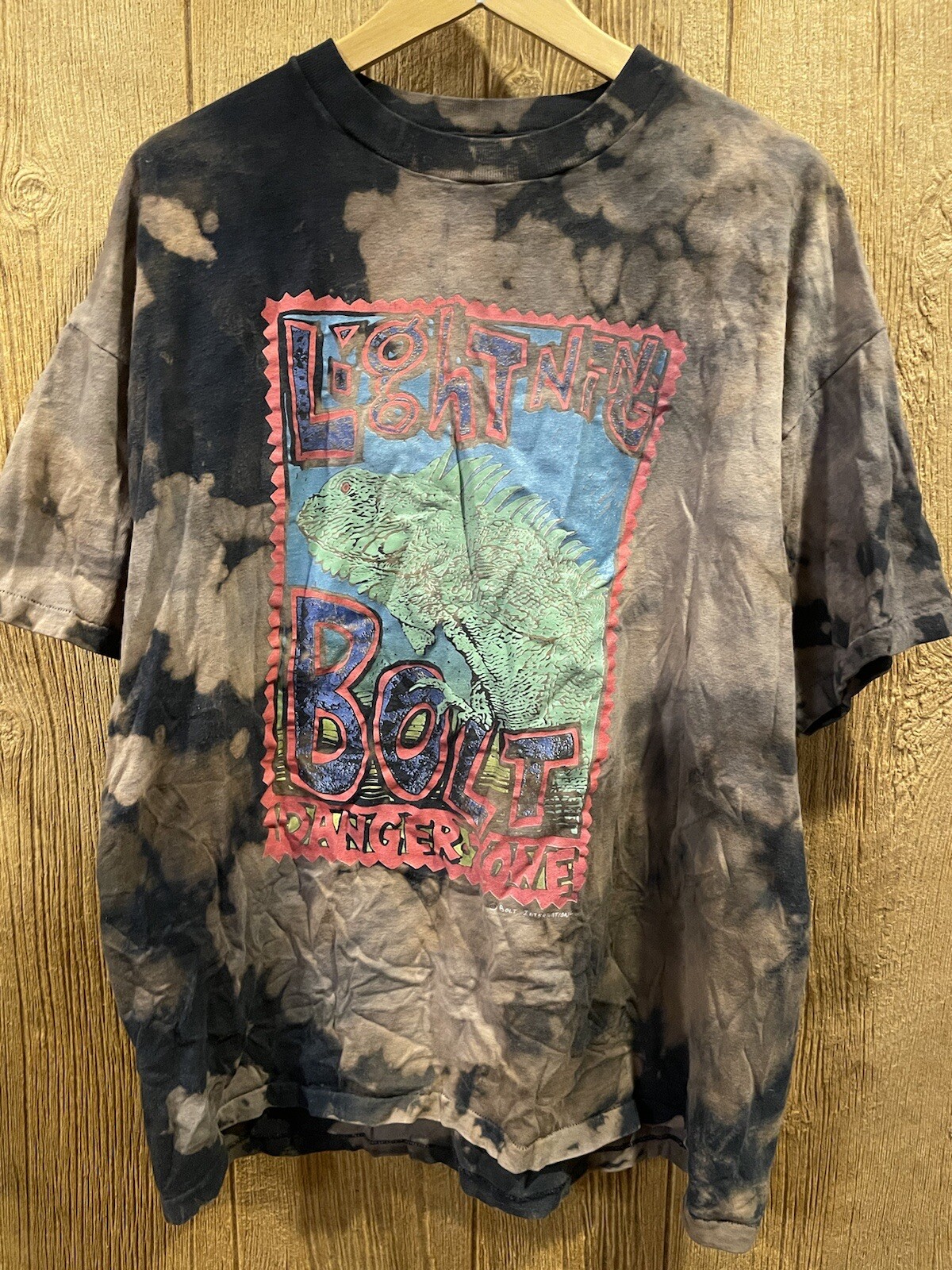 Lightning Bolt T-shirt Mens Large Danger Zone Iguana Neon Graphics Vtg Made USA gallery