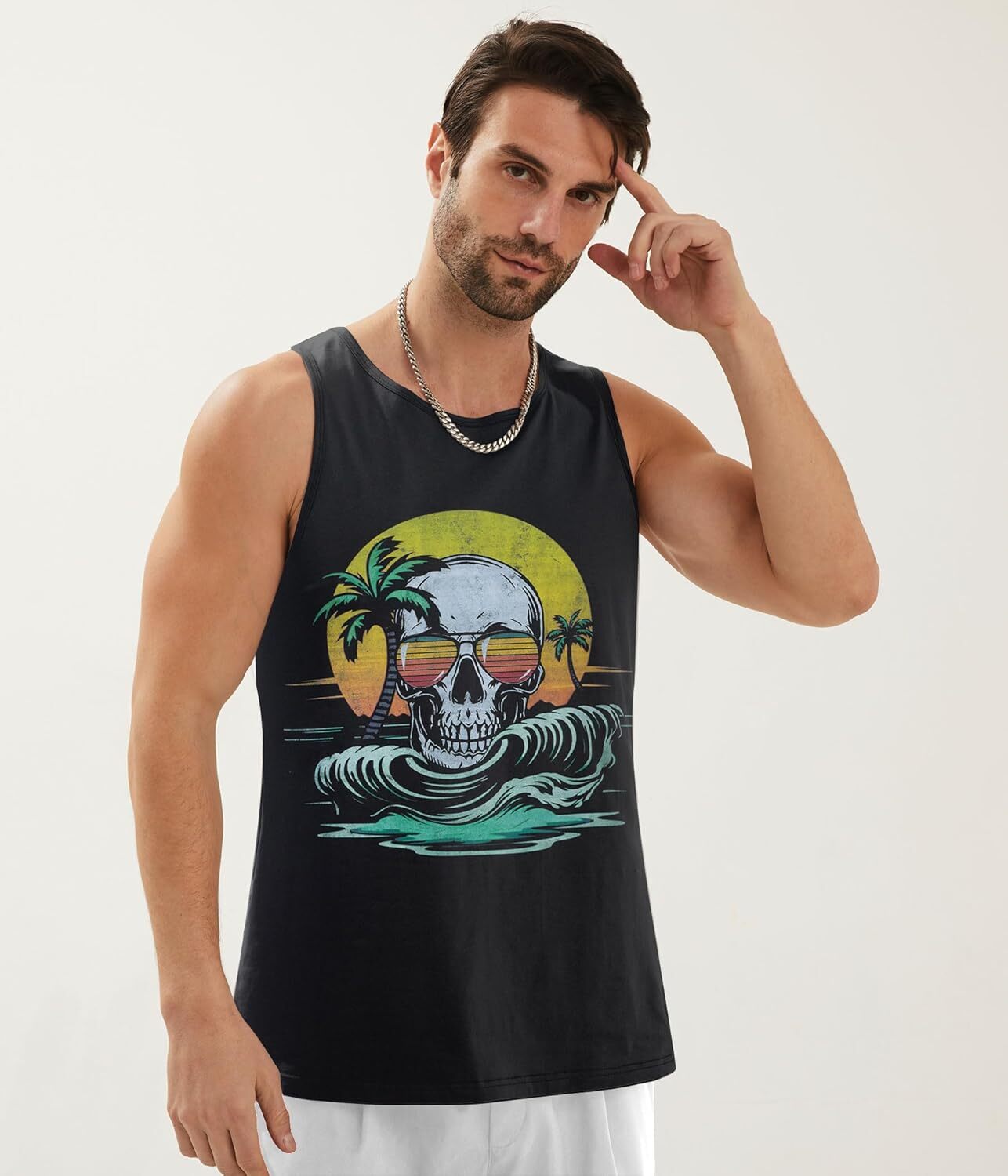 Mens Cotton Tank Tops Funny Graphic Beach Summer Sleeveless Muscle Tank Top gallery