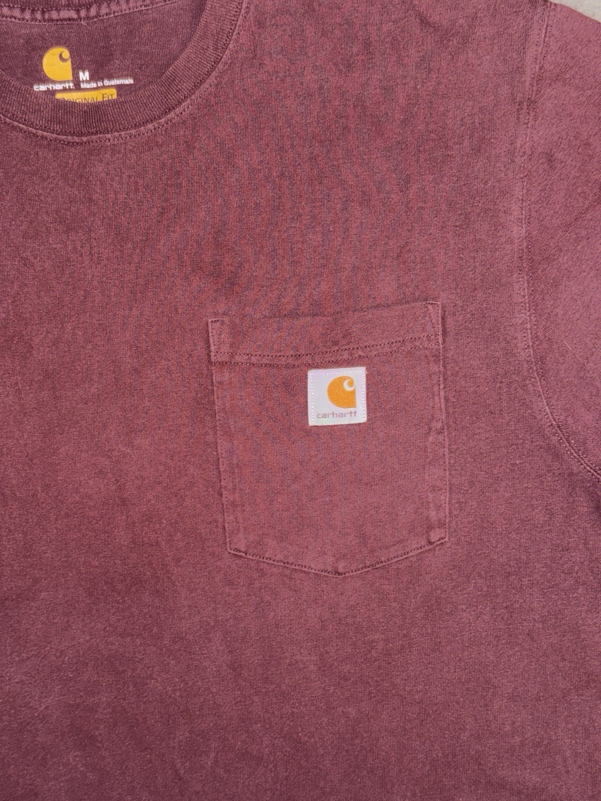Carhartt K87 Original Fit Burgundy Pocket T-Shirt Men's M Cotton Crew Neck gallery