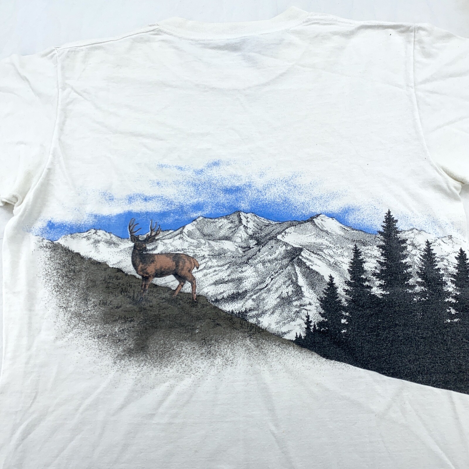 vintage 90s LAKE PLACID DEER MOUNTAIN DOUBLE-SIDED T-Shirt MEDIUM/LARGE new york gallery