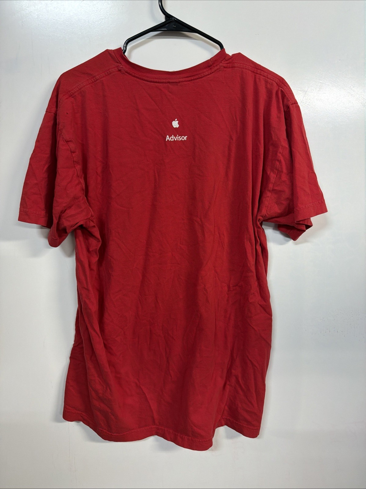 Apple Mens XL Red Apple Logo Crewneck Tee Solid Ask Me Anything gallery