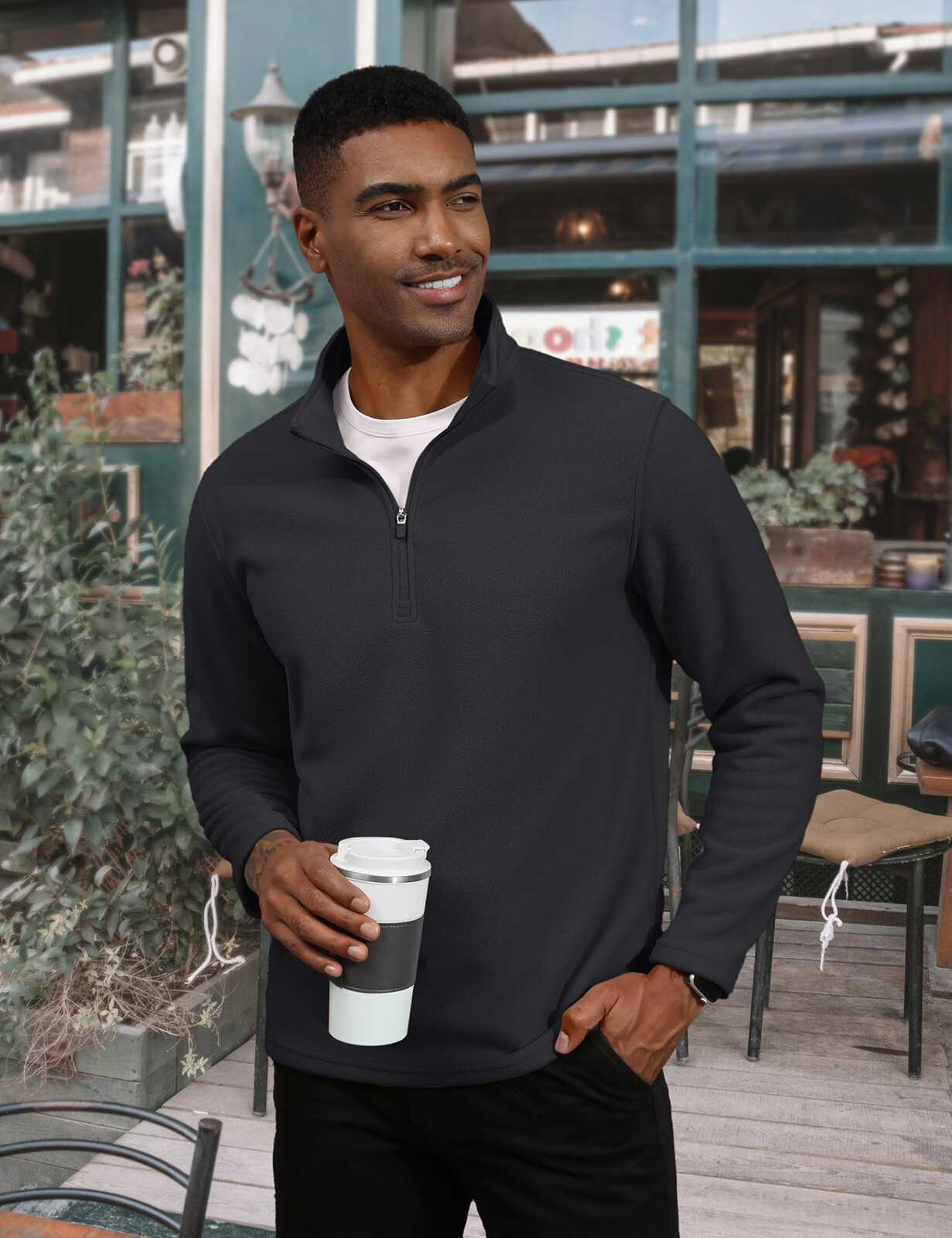 Mens 1/4 Zip Pullover Fleece Jacket Long Sleeve Warm Casual Athletic Sweatshirts gallery
