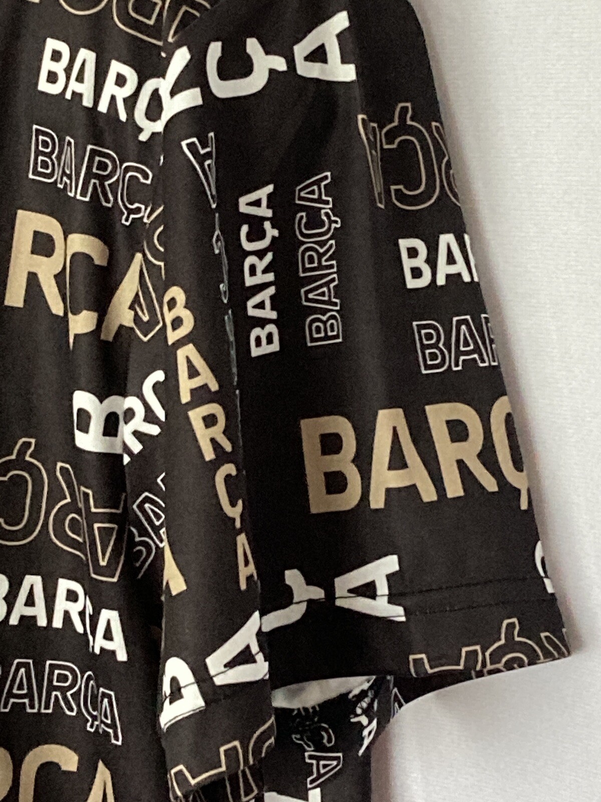 Barca FC Barcelona Mens Polyester Tshirt Sz L Black All Over Print Soccer Futbol gallery