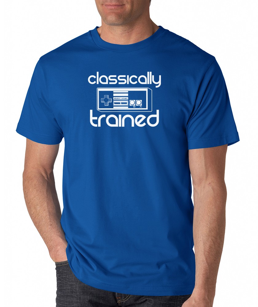 CLASSICALLY TRAINED gaming T-Shirt NES geek retro gamer nintendo nerd