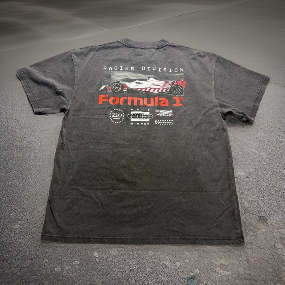 F1 Formula 1 Hybrid Apparel Racing Division Acid Wash Heavyweight Shirt XL D012