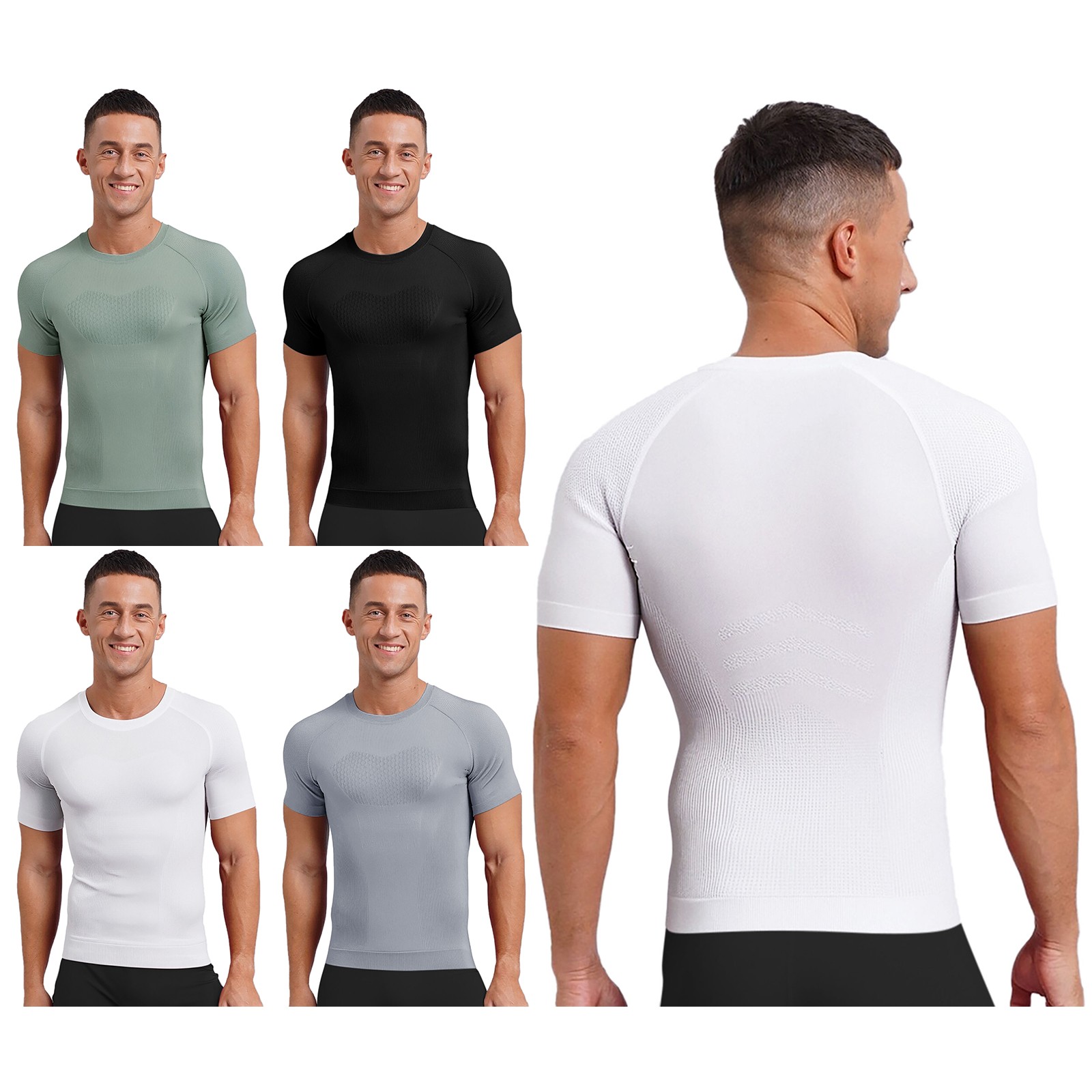 Men T-shirt Muscle Undershirts Quick Drying Shirt Performance Tees Sports Gym gallery