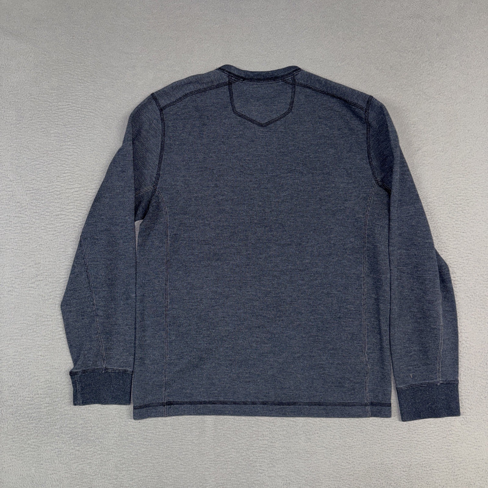 Eddie Bauer Thermal Shirt Mens Small Blue Gray Long Sleeve Waffle Knit Stretch gallery