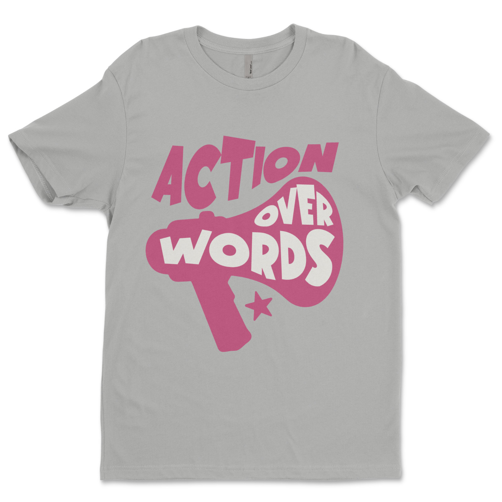 Custom T-Shirt, action over words Dtf Print On Next Level T-Shirt unisex cotton￼ gallery
