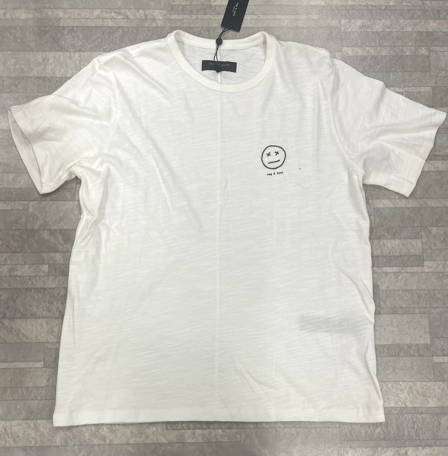 NWT Rag & Bone Sour Face Embroidered Tee In White Size: XXL gallery