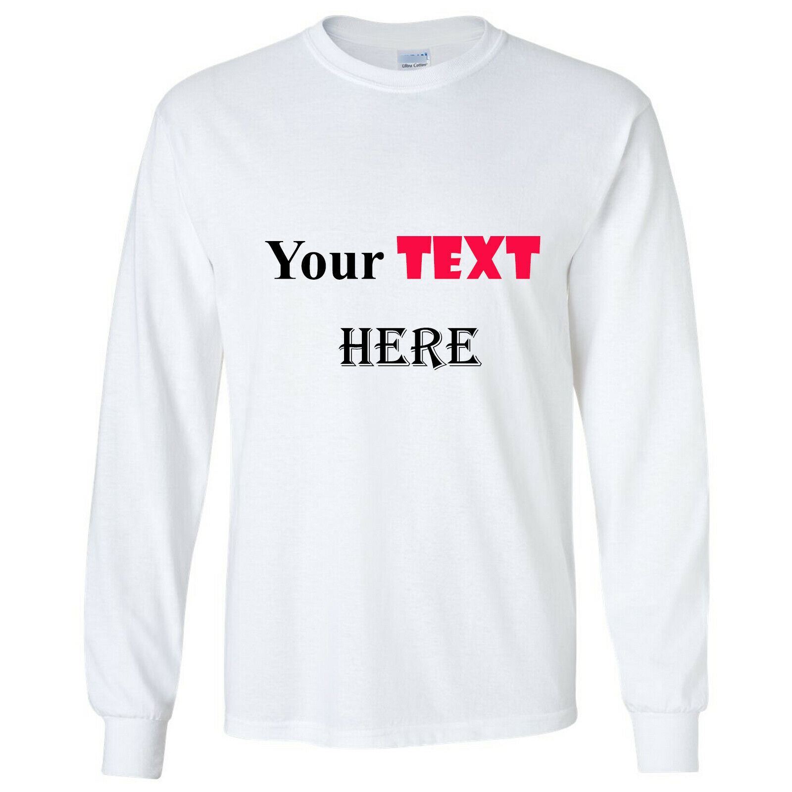 Personalised Customised Mens Custom Printed Long Sleeve T-Shirt Text Printing gallery