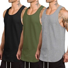 COOFANDY Men’s 3 Pack Quick Dry Workout Tank Top Gym Muscle Tee Fitness Bodyb…