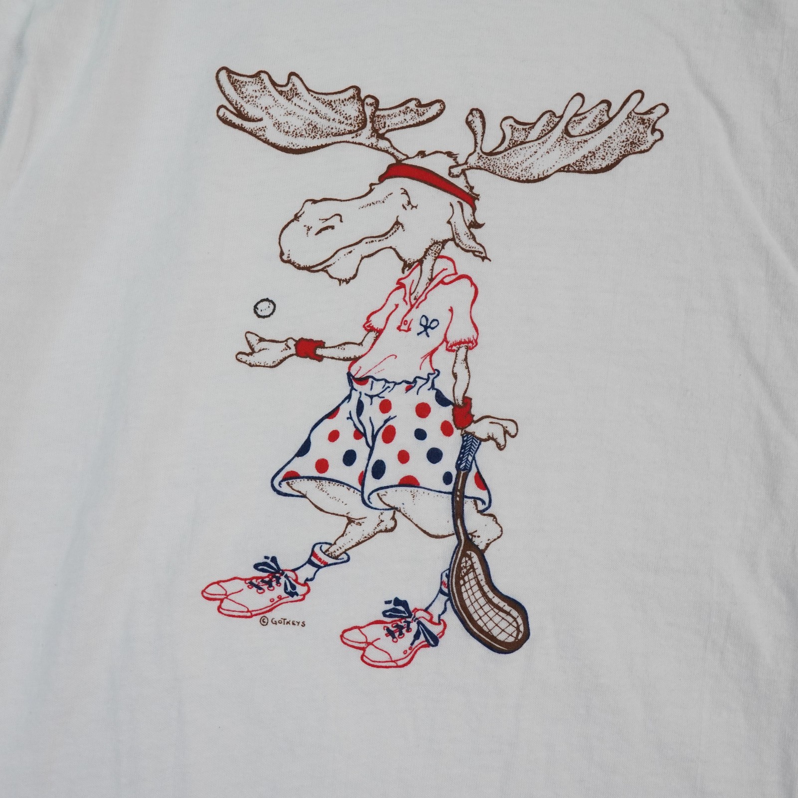 VTG Tennis Moose Shirt Men Small Gotkeys Graphic Tee Funny Royal First Class 90s gallery