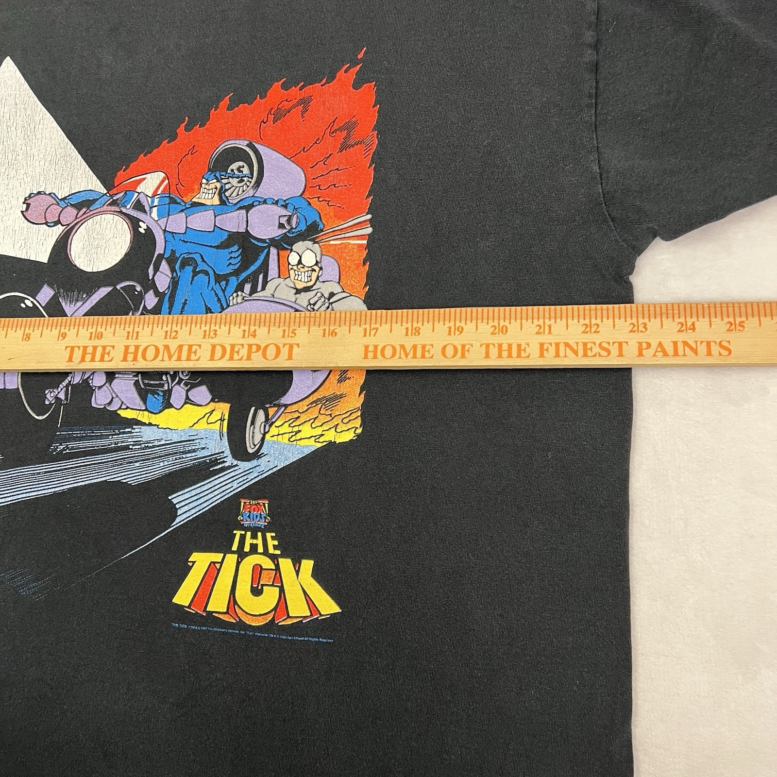 Vintage The Tick Motorcycle Fox Network 1997 Men's XL T-Shirt Cartoon Black gallery