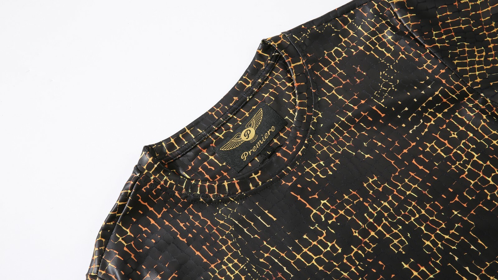 MENS PREMIERE Casual SLIM FIT SHORT SLEEVE SHIRT BLACK GOLD REPTILE NEW NWT 201B gallery