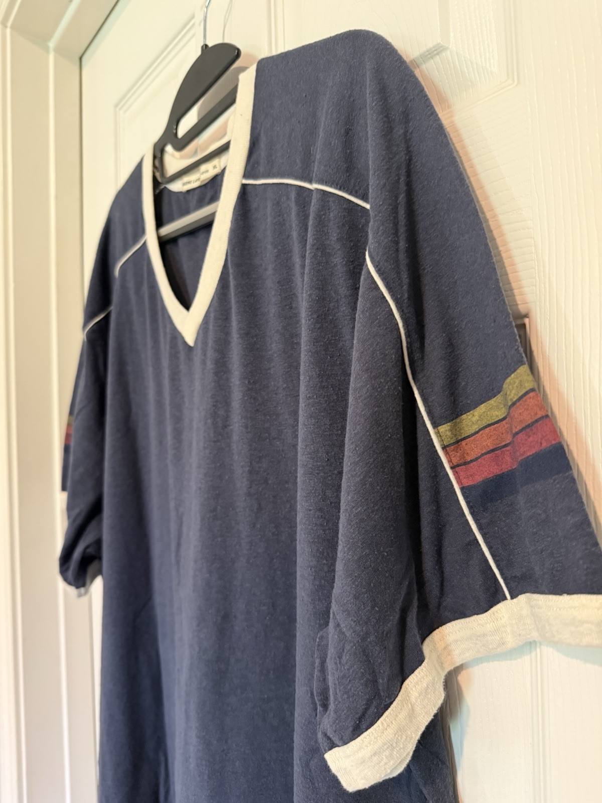 Marine Layer Varsity V-Neck T-shirt in color-way Mood Indigo Size XL Retro Surf gallery
