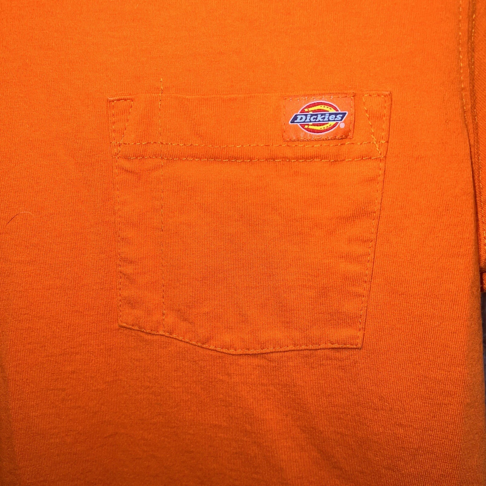 Dickies T Shirt Mens Sz M Orange Short Sleeve Logo Genuine Pocket Work Heavy Tee gallery