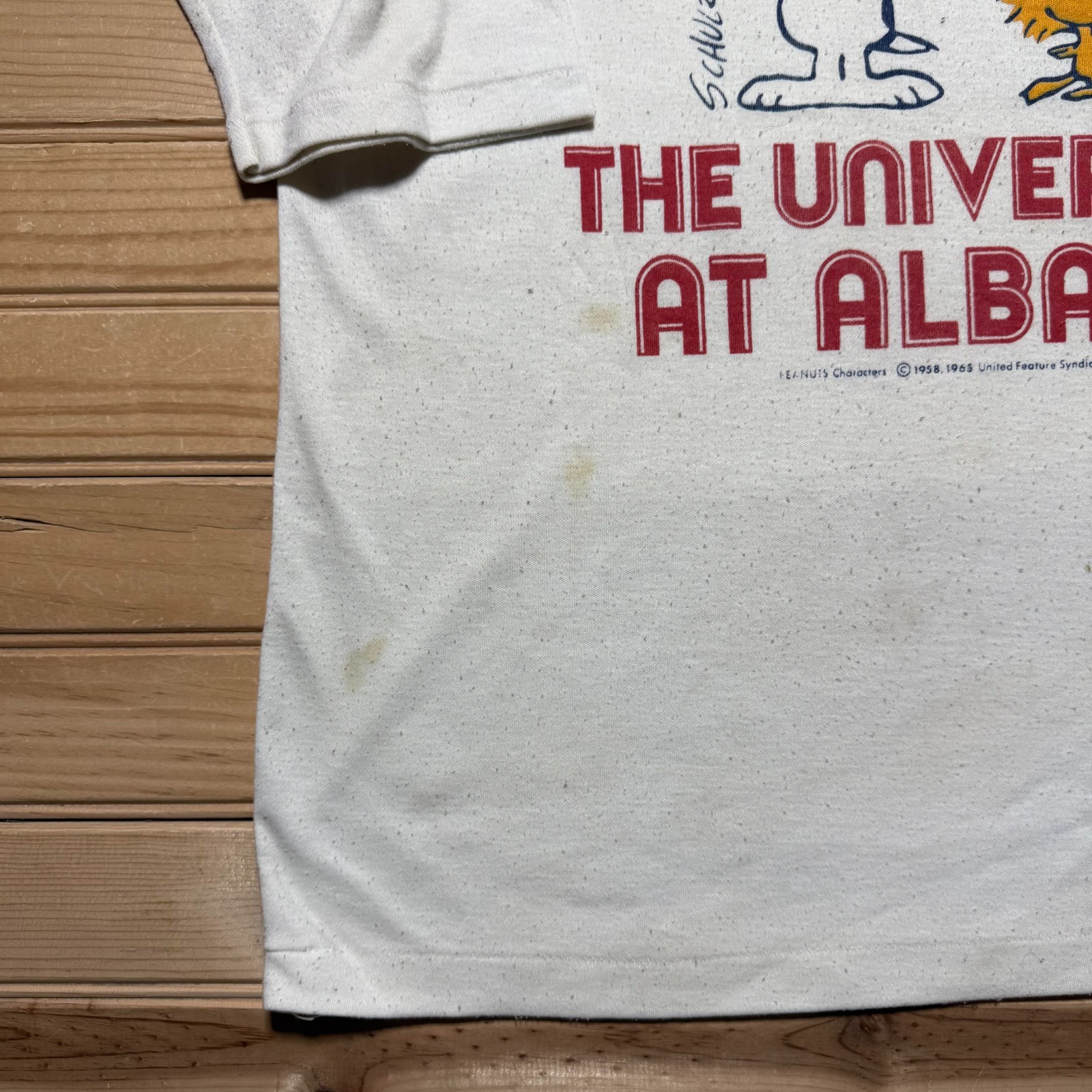 Vintage 80s University At Albany Peanuts Snoopy Woodstock Cartoon T-Shirt Medium gallery
