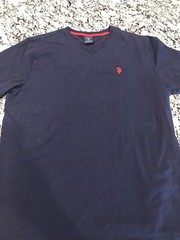US Polo Clean Simple Style Logo Blue and Red Logo Mens Medium V-Neck T Shirt