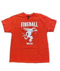 Fireball T-Shirt Large Red Cinnamon Whiskey – Party Bar Cocktail Devil LOGO NWOT