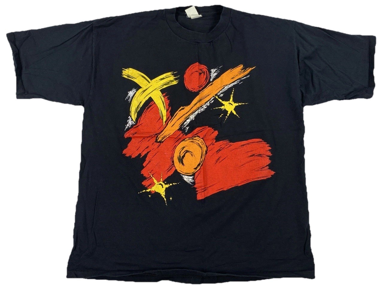 Vintage Abstract Art Graphic T-Shirt Black Single Stitch USA One Size Fits All