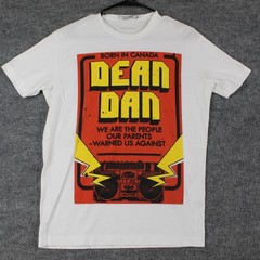 Dsquared2 Shirt Mens Small Maxi Dean Dan Graphic White Retro Tee Casual Luxury