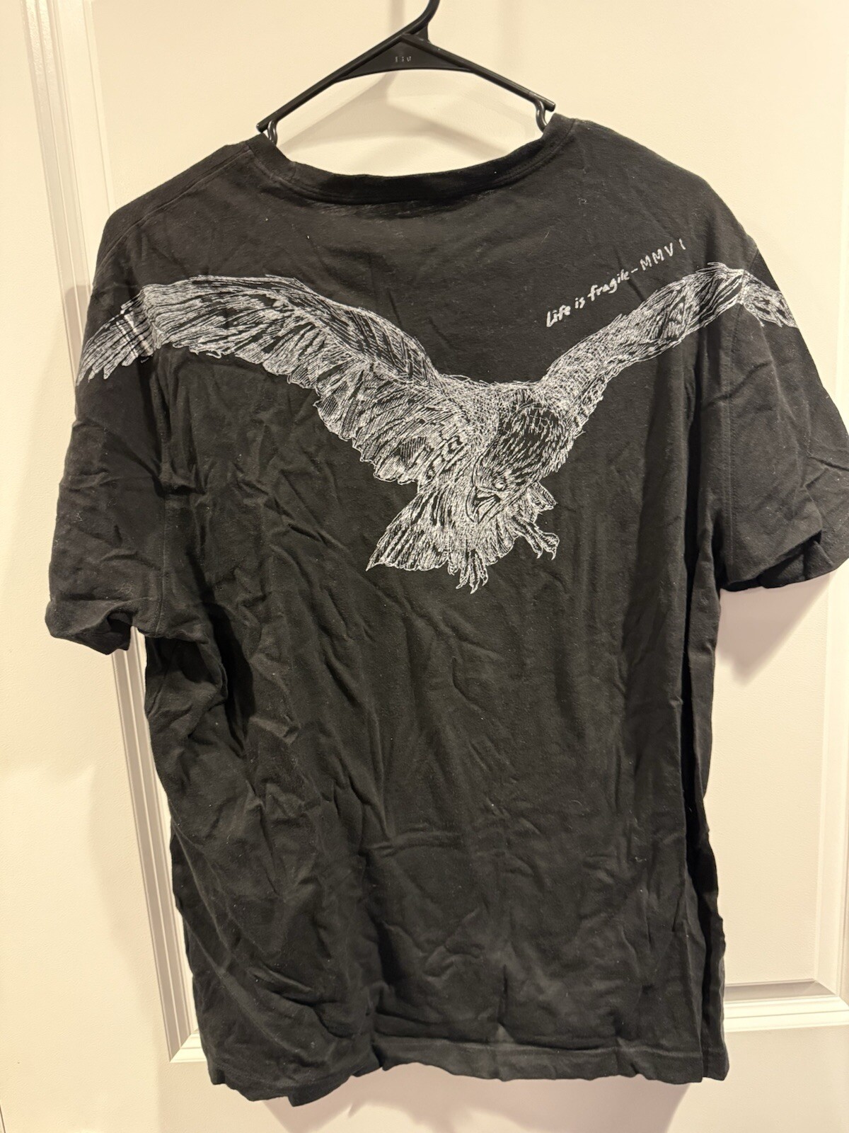 👕 Express 🦅 Mens Large Black Tee T-shirt EST-MMVI "Life is fragile" gallery