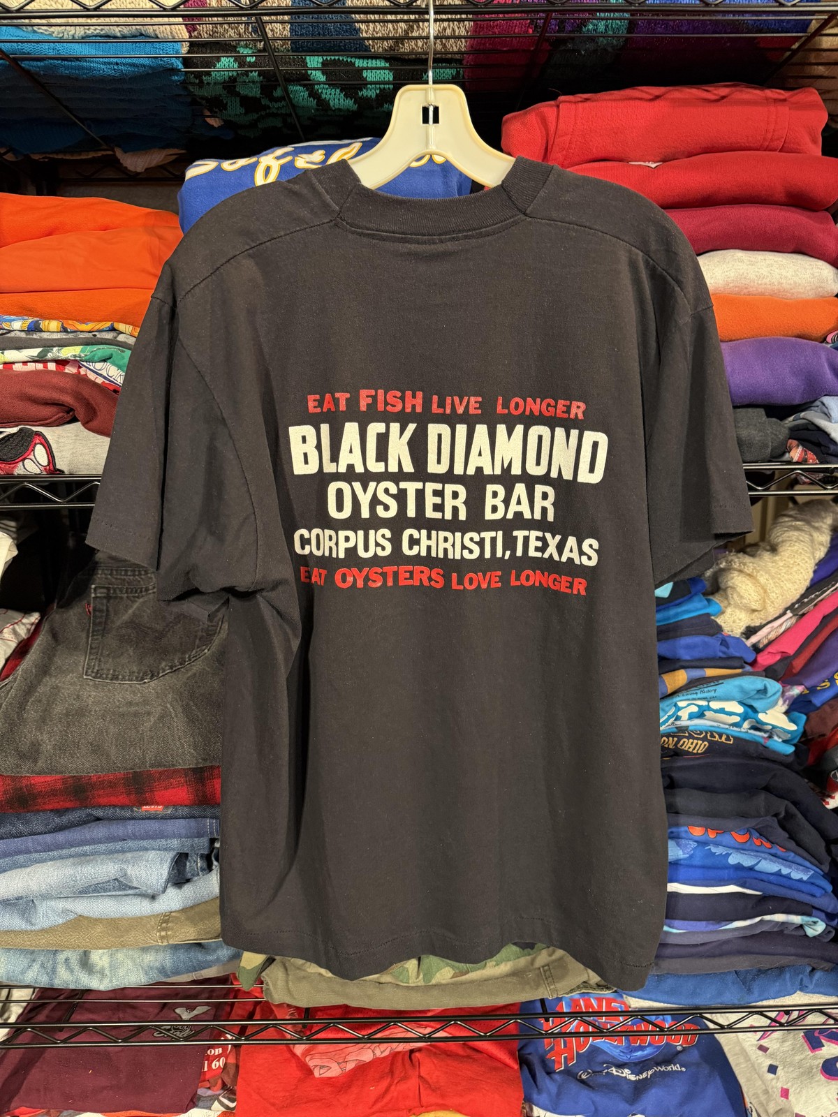 Vintage Black Diamond Oyster Bar Shirt Mens XL Black Screen Stars Best Texas 90s gallery