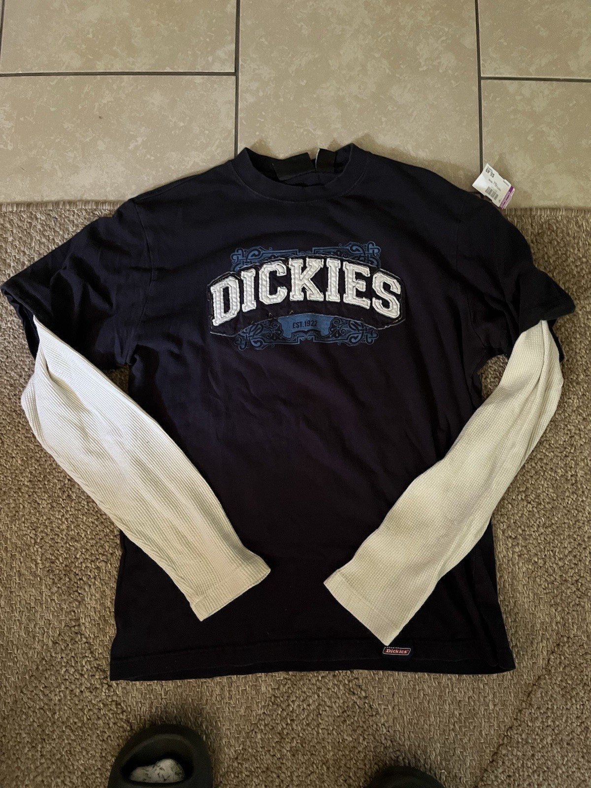 Vintage dickies Men’s M Black/White Long Sleeve Crew Neck Graphic Logo Tee