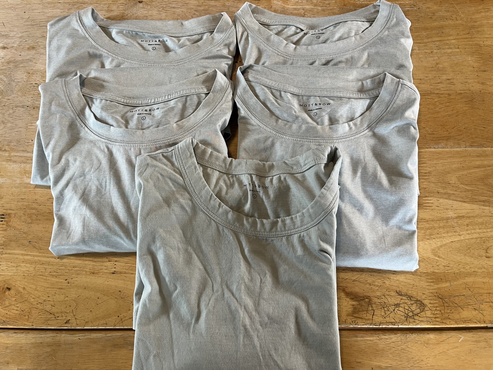 Lot Of 5 Mott & Bow Large Gray T Shirts Tech Tee Sea Salt Heather A04