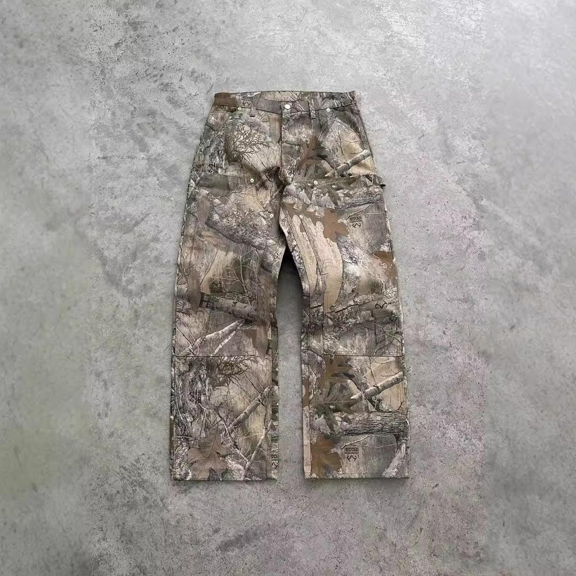 Woodland Camouflage Pants Belt Loops Outdoor Streetwear Casual Cargo Trousers gallery