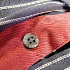 Vintage Bugatchi Uomo Navy Blue and White Button Up Shirt