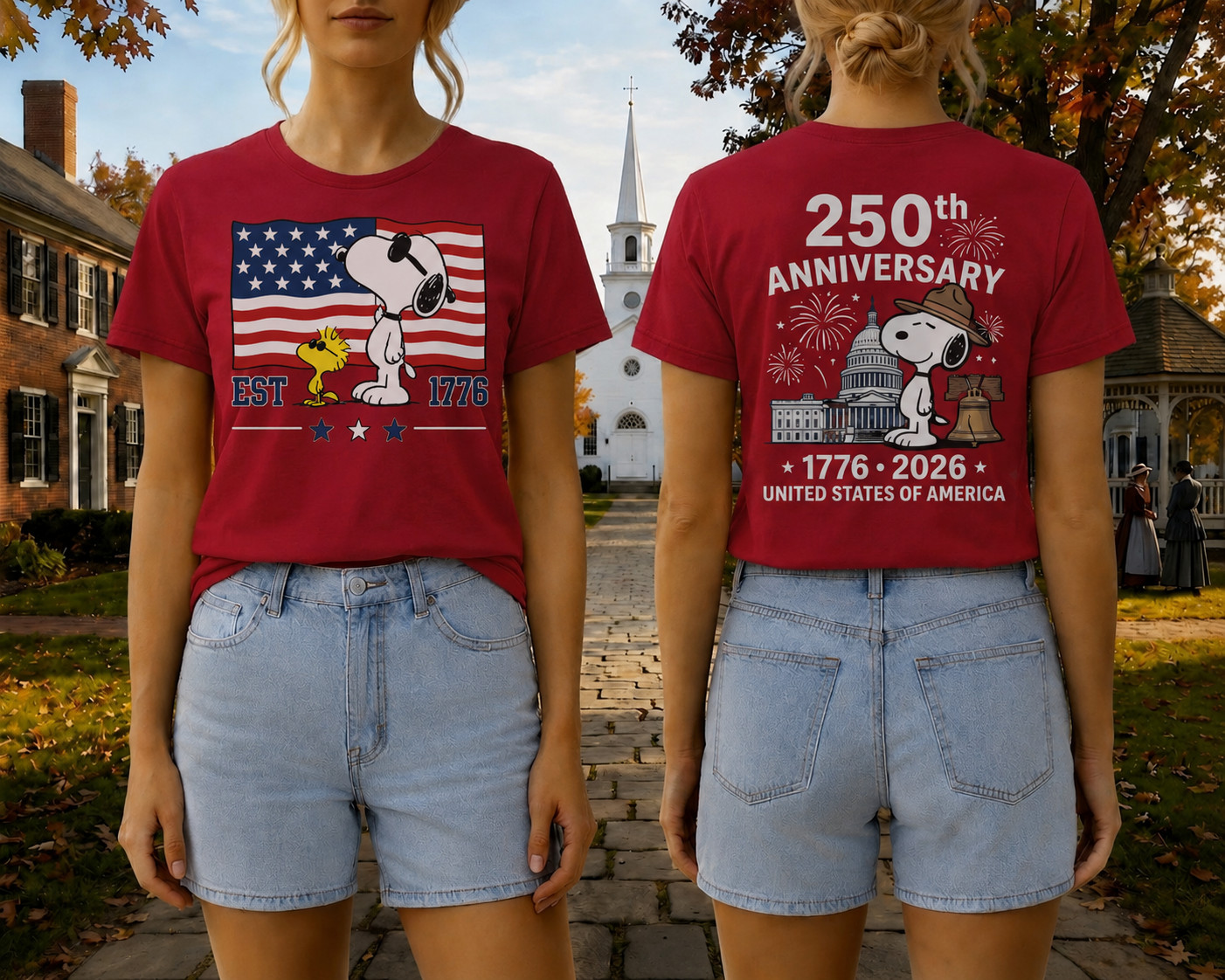 Snoopy 250th Anniversary T Shirt Front Back 1776 2026 America 4th Of July Tee gallery