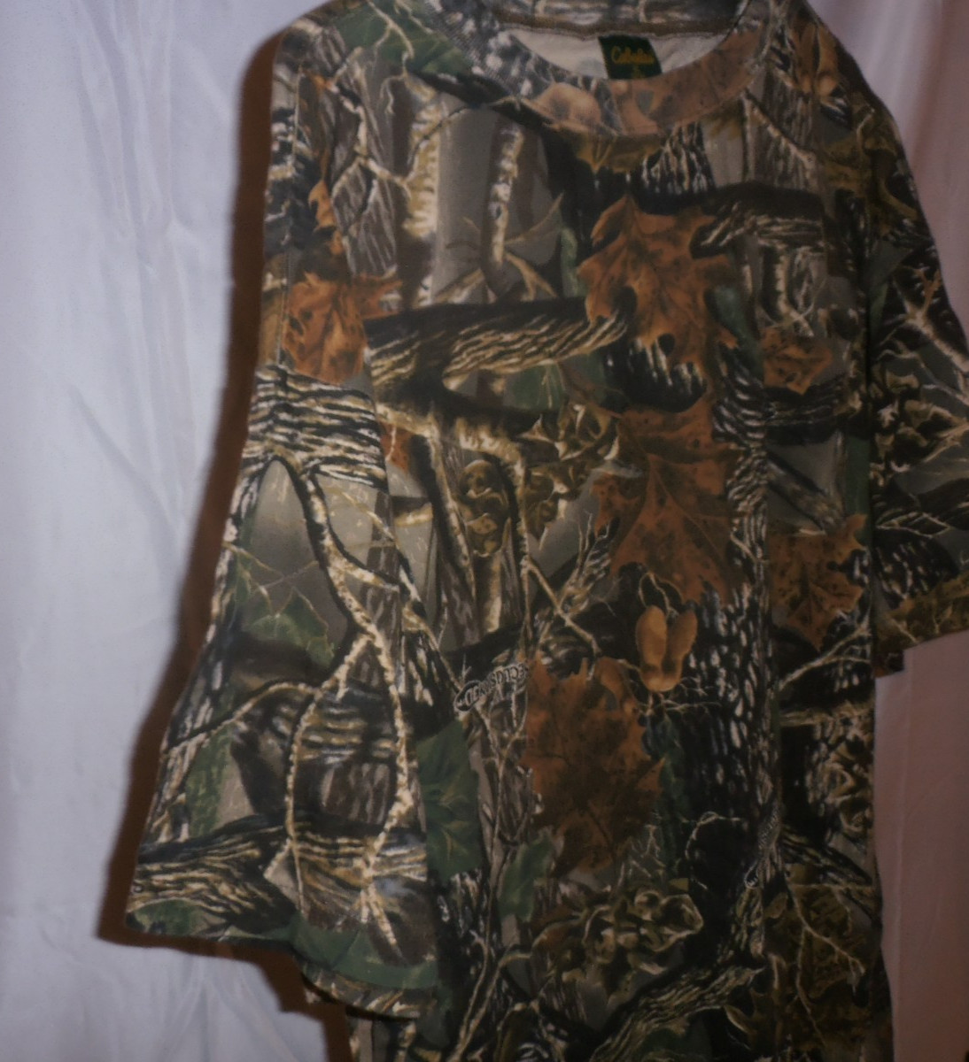 Cabelas Men Size XL Mossy Oak Camo Shirt Brown Camouflage Short Sleeve Hunting gallery