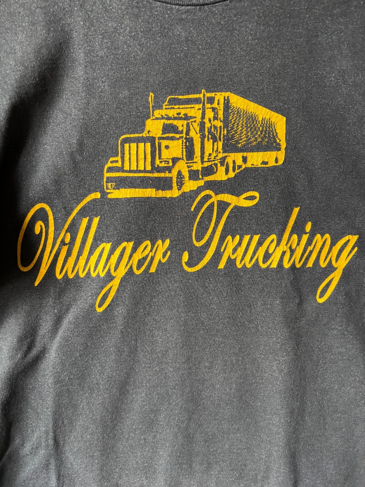 Villager Clothing Trucking Mens Medium T-Shirt Top Graphic Print Logo Black Grey gallery