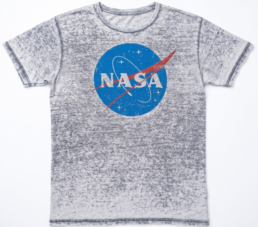 MEN’S TSHIRT: NASA Space Logo Burnout Fabric Paper Thin Semi Sheer LARGE L