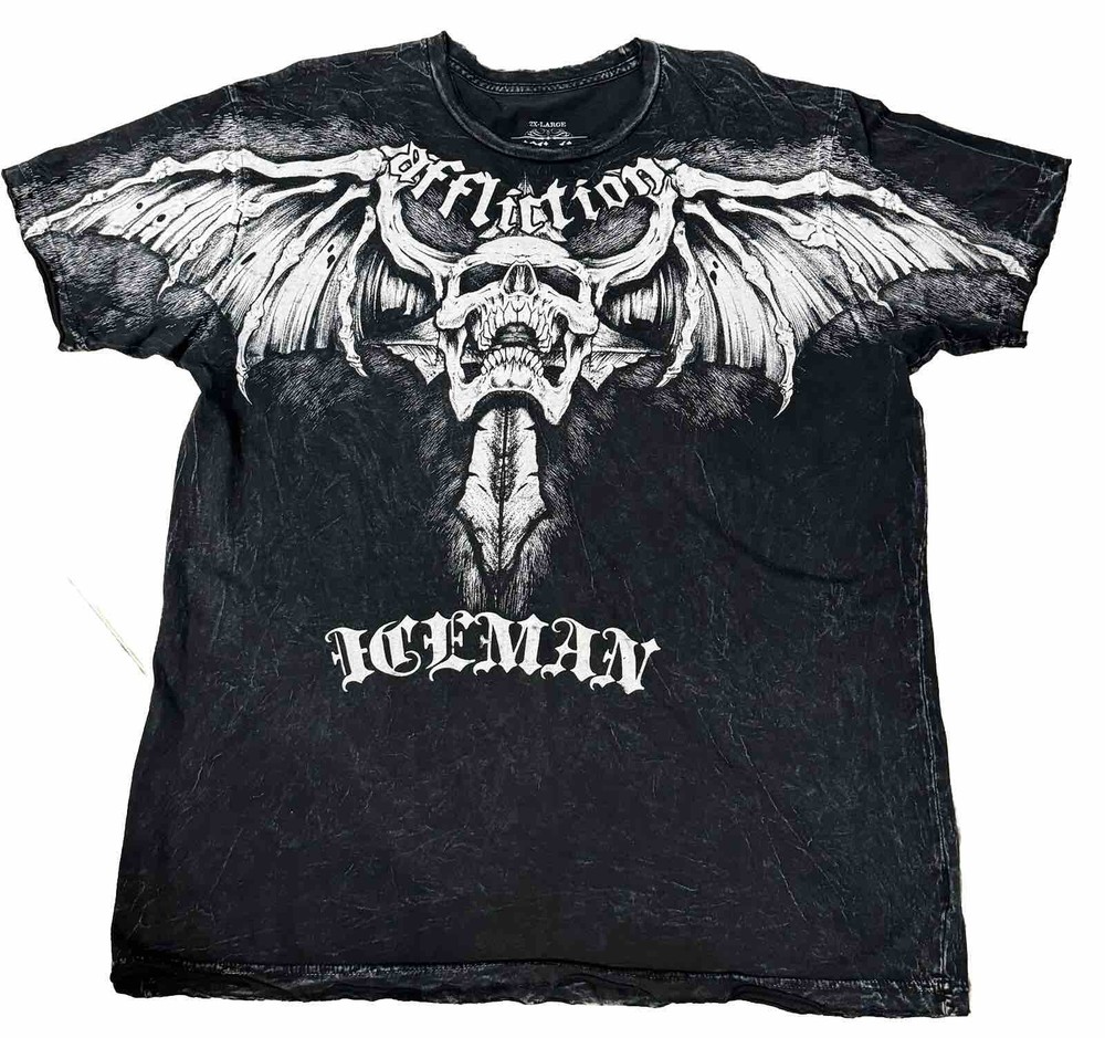Affliction Signature Series ICEMAN Chuck Liddell Distressed Size 2XL Y2K
