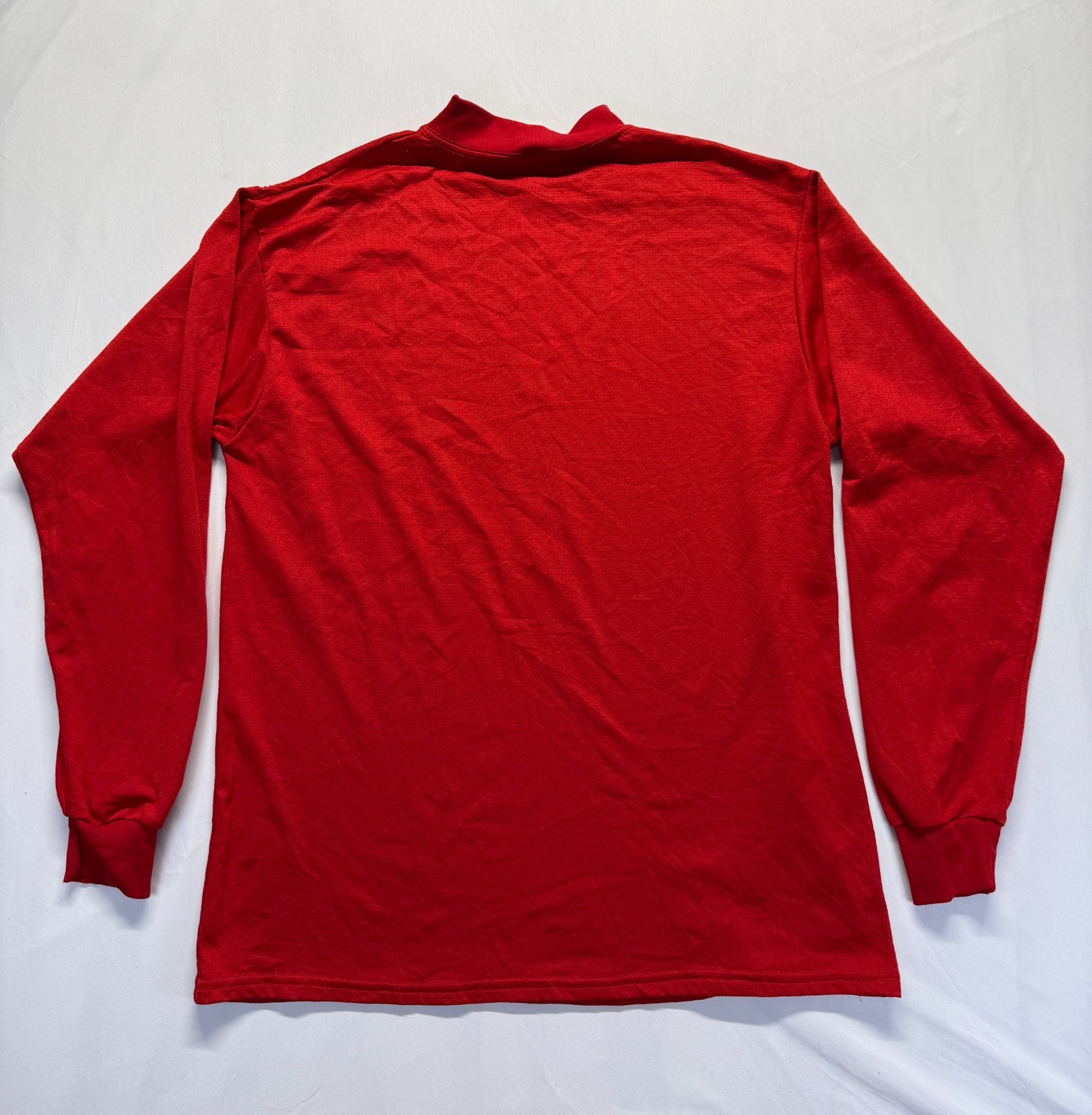MTJHE Mesh Shirt Mens Large Cherry Red Mock Neck Ribbed Cuff & Neck Casual Wear gallery