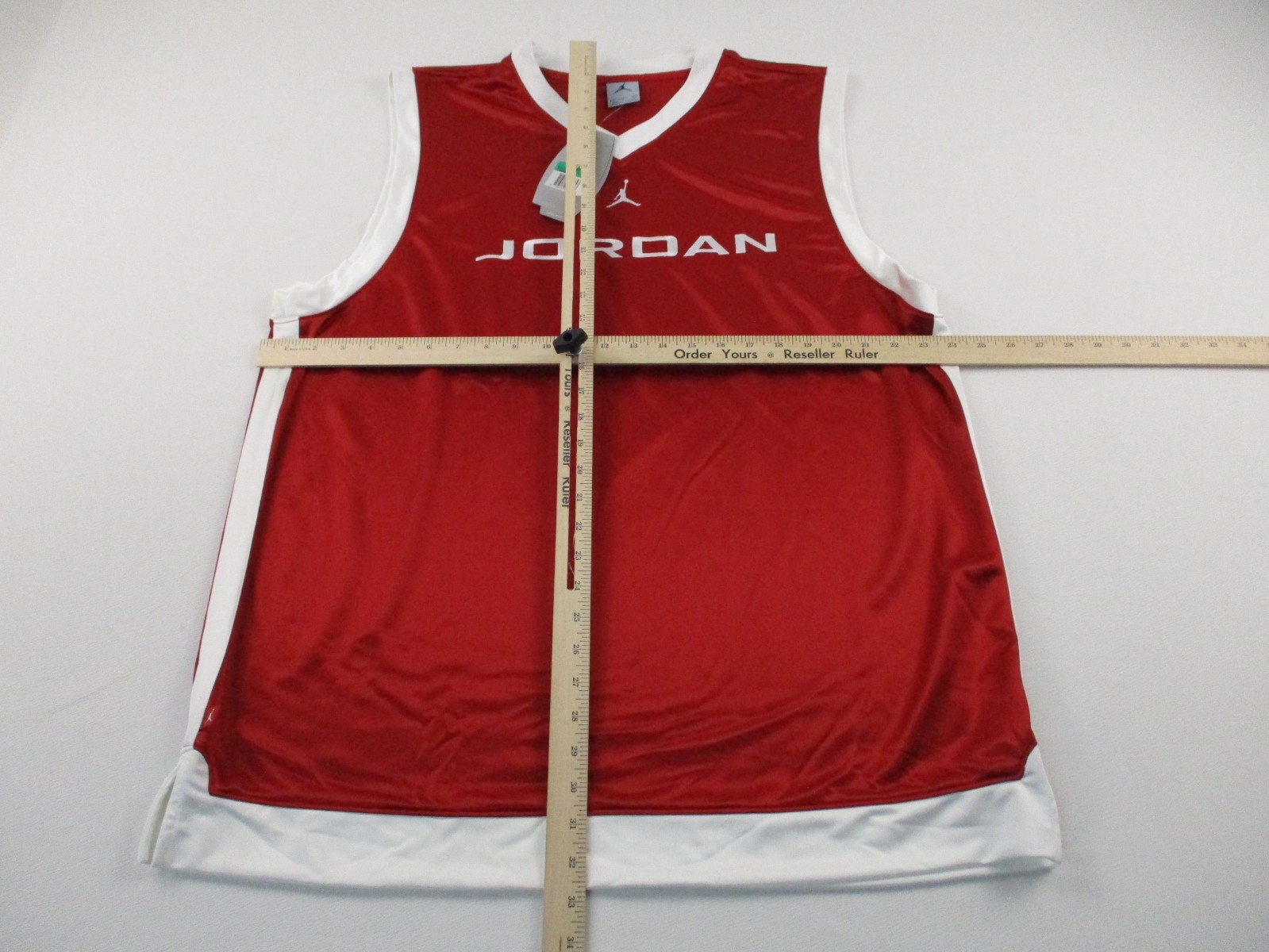 Vintage Air Jordan Shirt Mens XL Red Athletic Tank Top Y2K Baggy Satin Silky gallery
