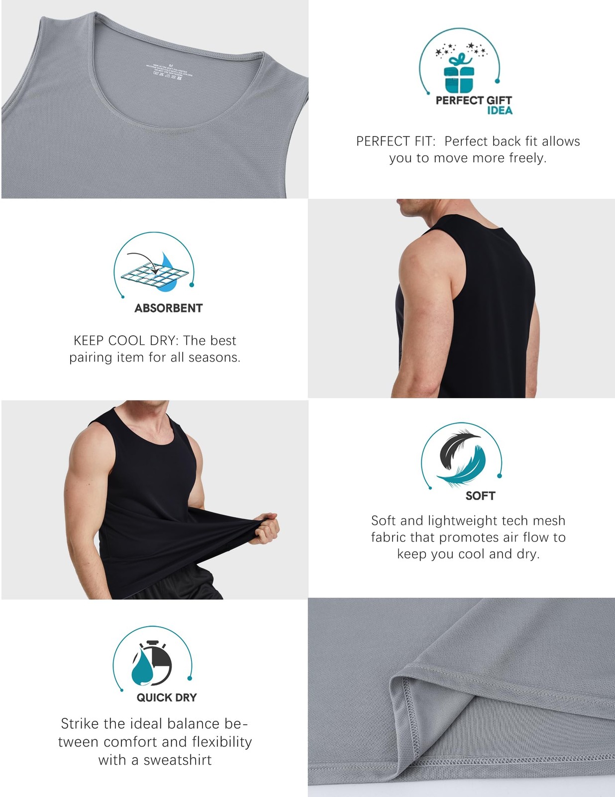 6 Pack Men's Quick Dry Workout Tank Tops Breathable Gym Sleeveless Muscle Shi... gallery