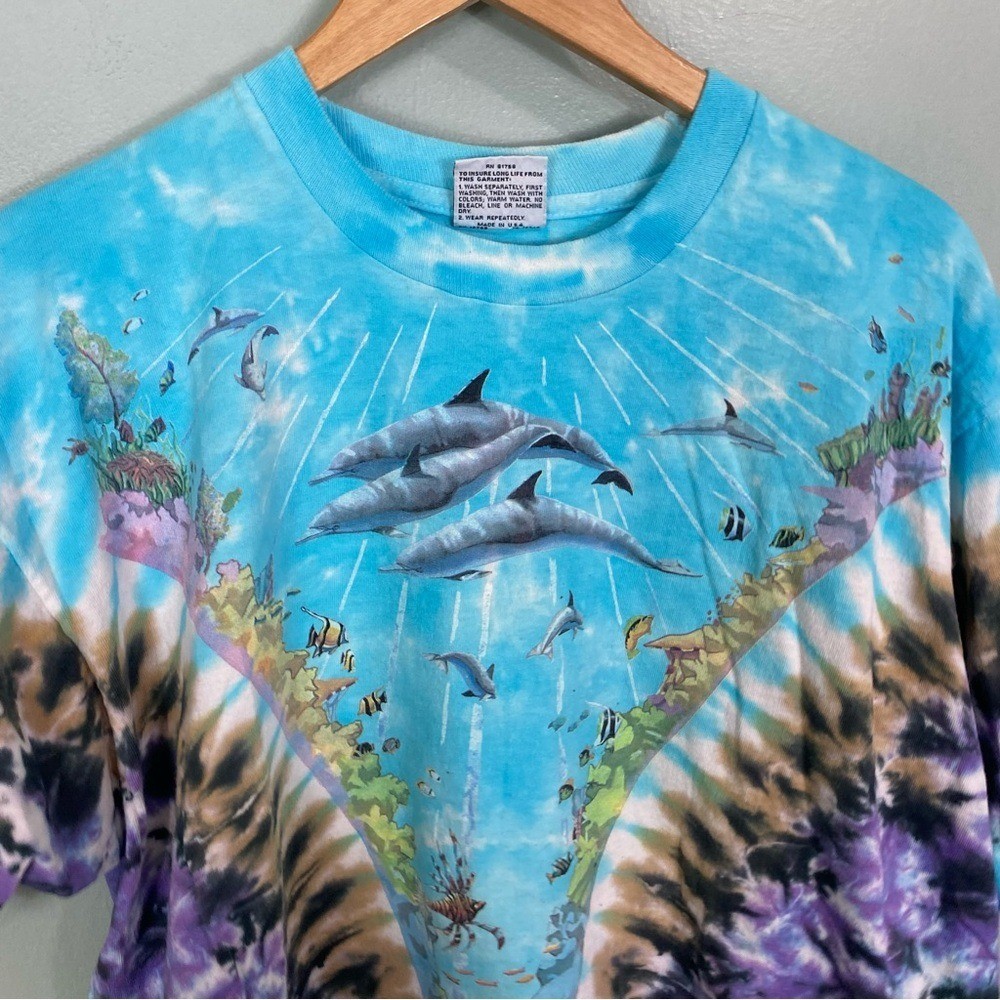 Liquid Blue VTG Aquatic Underwater Dolphins Coral Reef Ocean AOP XL T Shirt Tee gallery