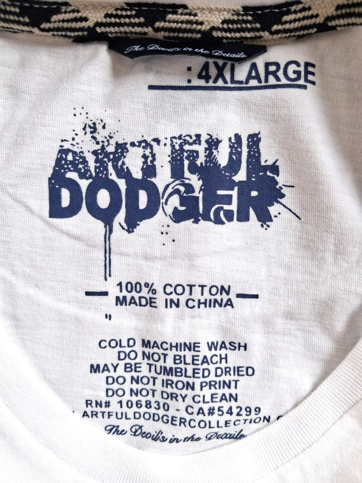 Artful Dodger Mens 4XL Short Sleeve T Shirt Craftsmanship Graphic Tee White Y2K gallery