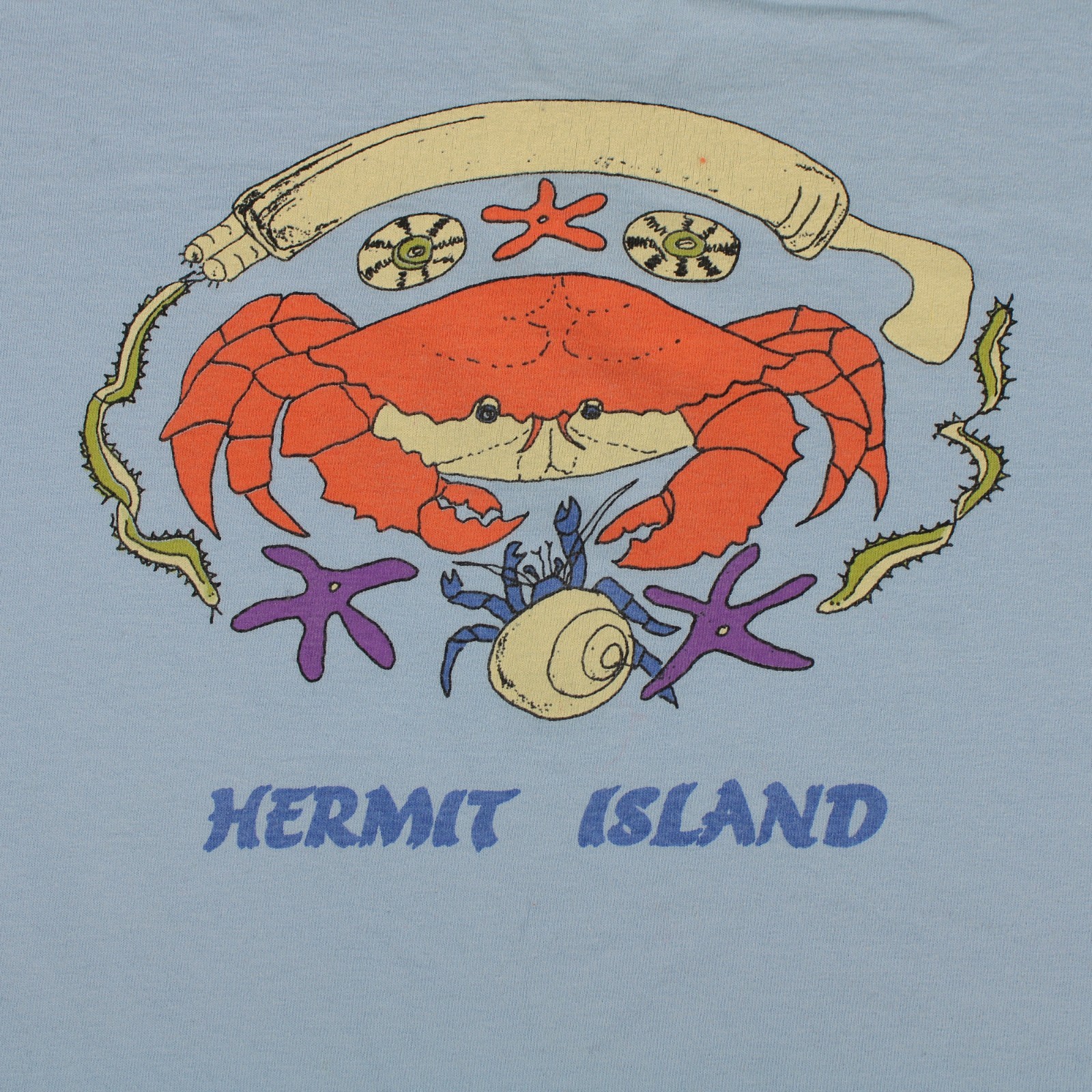 GILDAN Vtg Hermit Island Crab Vacation Beach Ocean Graphic T-SHIRT Men's XL gallery