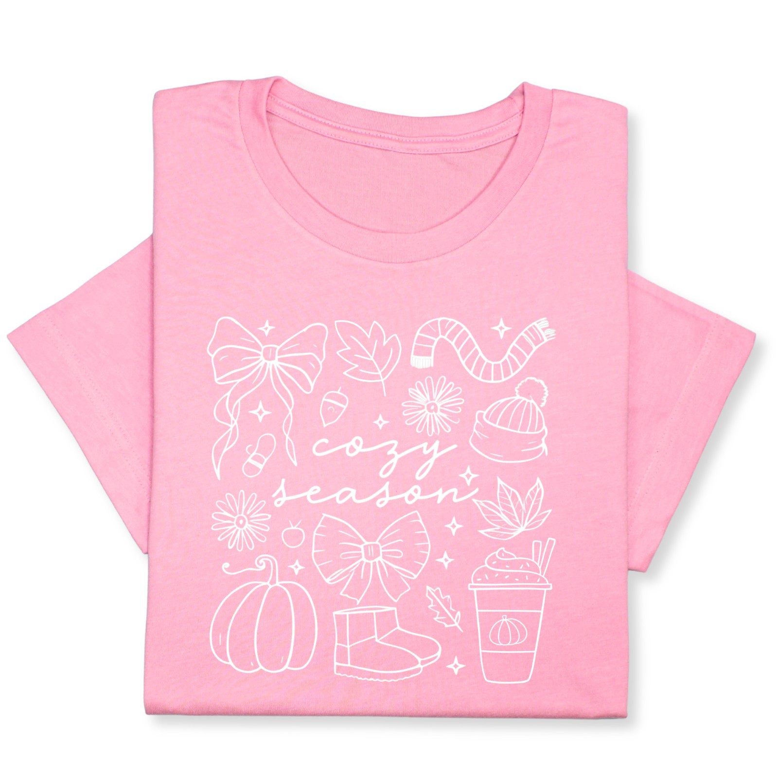 Cozy Season Fall Doodle T-Shirt, Pumpkin Coffee Autumn Graphic Tee gallery