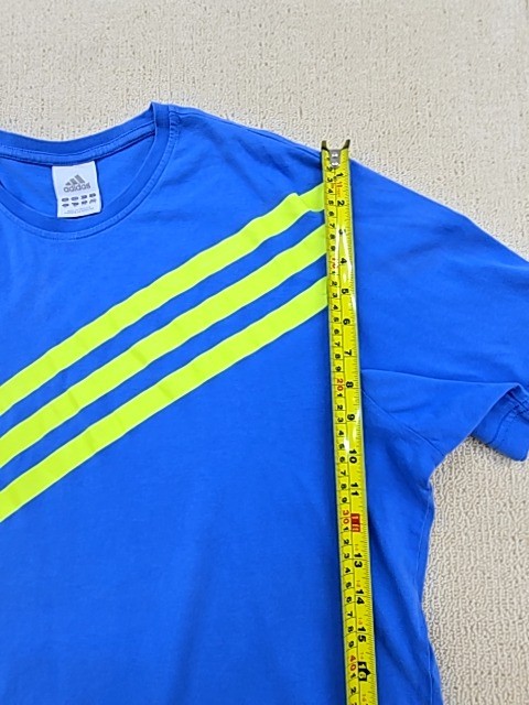 Adidas Mens T Shirt Blue Striped Three Stripe XL Cotton Crew Neck gallery