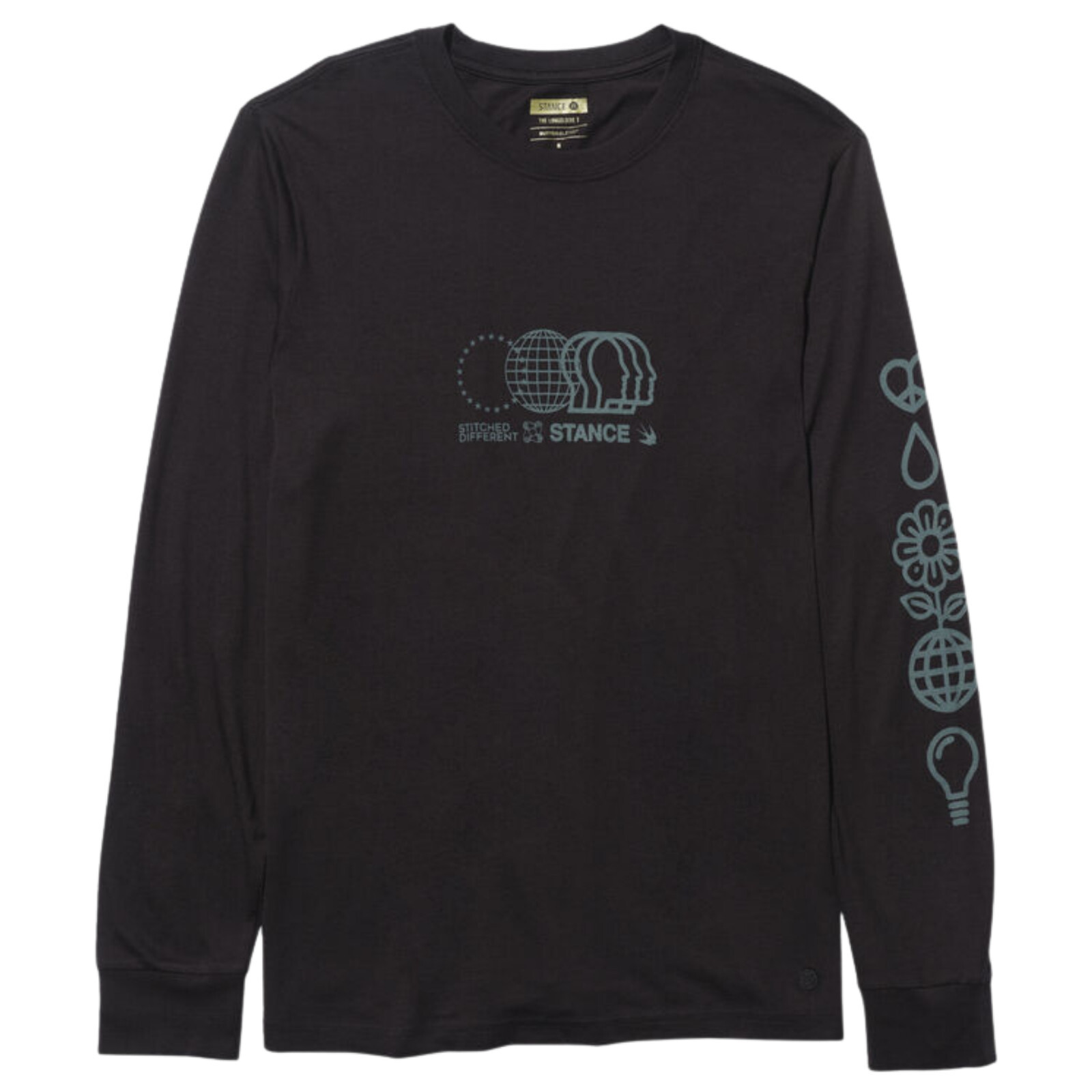 STANCE Standard Logix Long Sleeve Shirt sz L Large Black Butter Blend Fabric