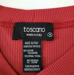 Toscano Men’s Size XL Solid Red Nylon Blend Short Sleeve Crew-Neck T-Shirt