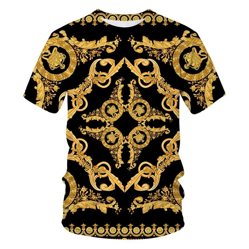 Men Unisex Baroque Golden 3D Print T-Shirt Crew Neck Streetwear Tee 2XS-5XL gallery