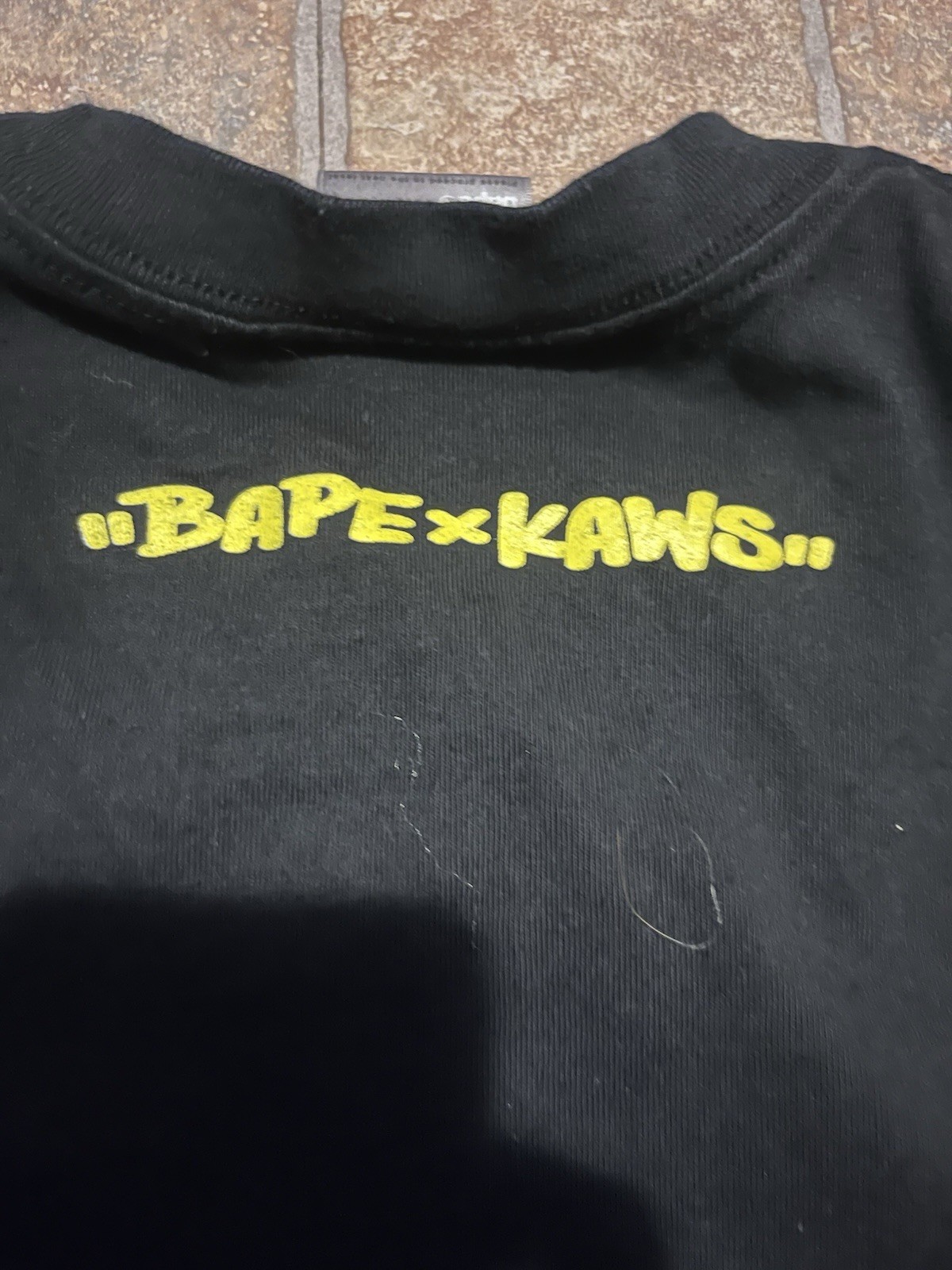 A Bathing Ape BAPE x KAWS Black Logo Graphic Cotton Knit T-Shirt Crew Neck XTRA gallery